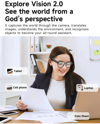 OPPO New Version AI Smart Glasses with 8MP Pixel Take Video Picture 4GB WiFi Contact AI ChatGPT Translation Smart Sunglass