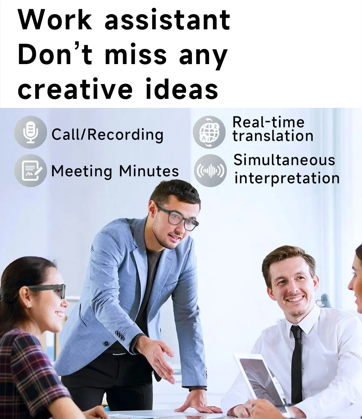 OPPO New Version AI Smart Glasses with 8MP Pixel Take Video Picture 4GB WiFi Contact AI ChatGPT Translation Smart Sunglass