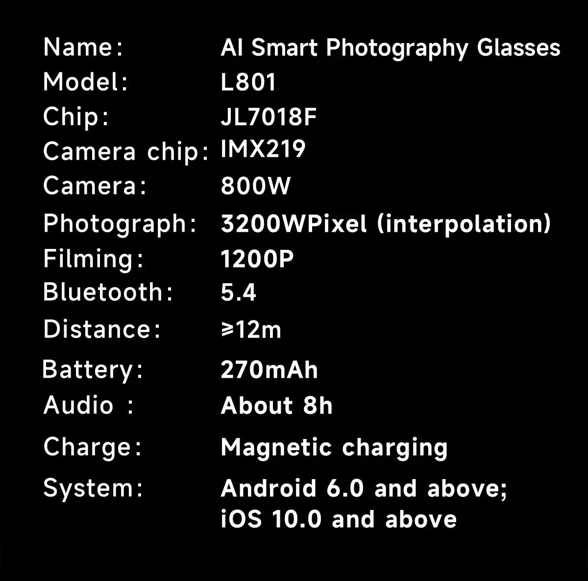 OPPO New Version AI Smart Glasses with 8MP Pixel Take Video Picture 4GB WiFi Contact AI ChatGPT Translation Smart Sunglass