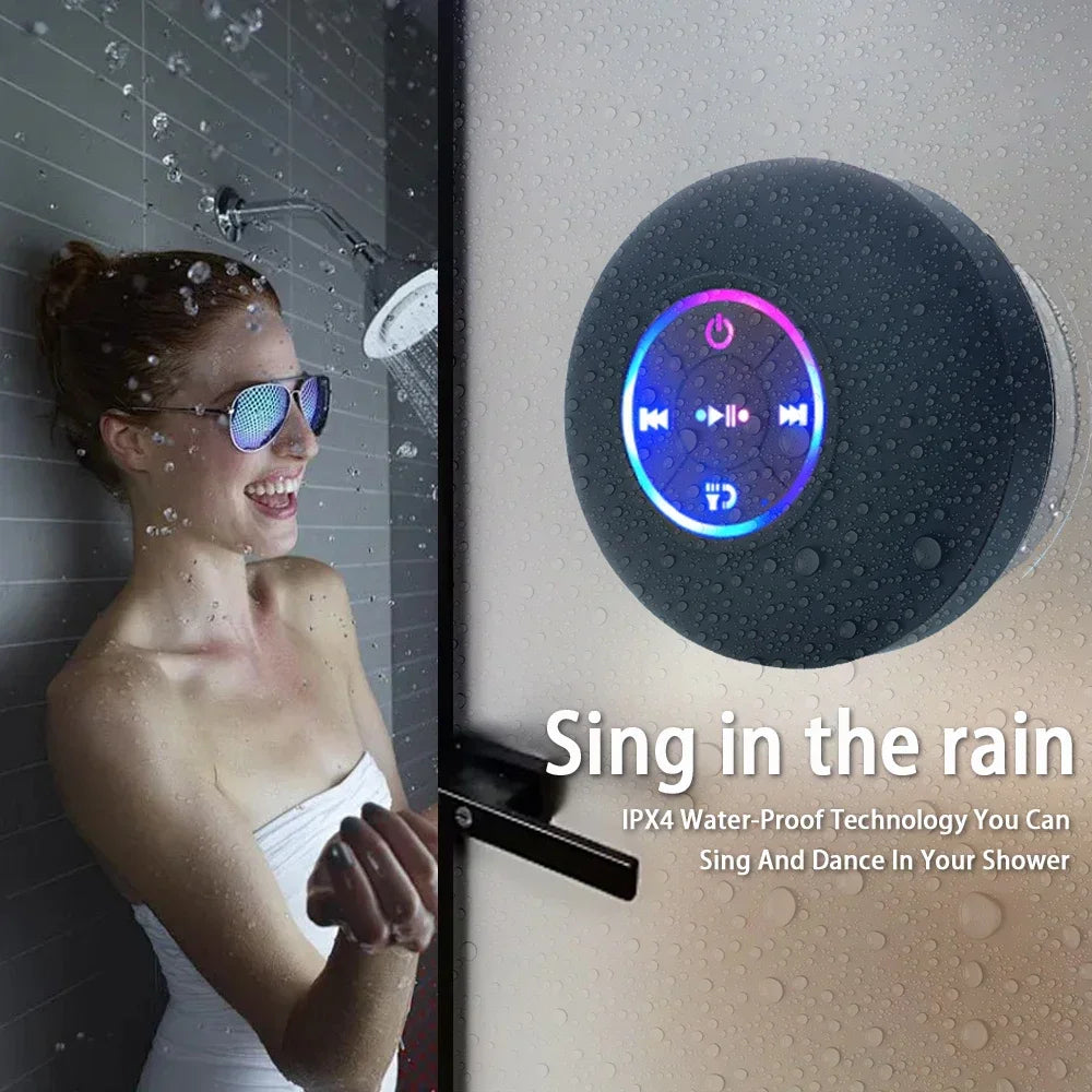 Mini Bluetooth Speaker Shower Subwoofer Waterproof Handsfree Loudspeaker With Suction Cup Mic For Bathroom Pool Beach Car Phone